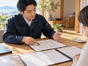 清掃範囲と追加費用を確認する打ち合わせのイメージ