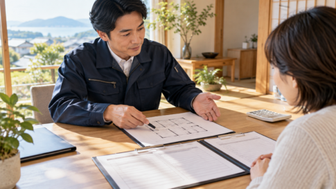 清掃範囲と追加費用を確認する打ち合わせのイメージ